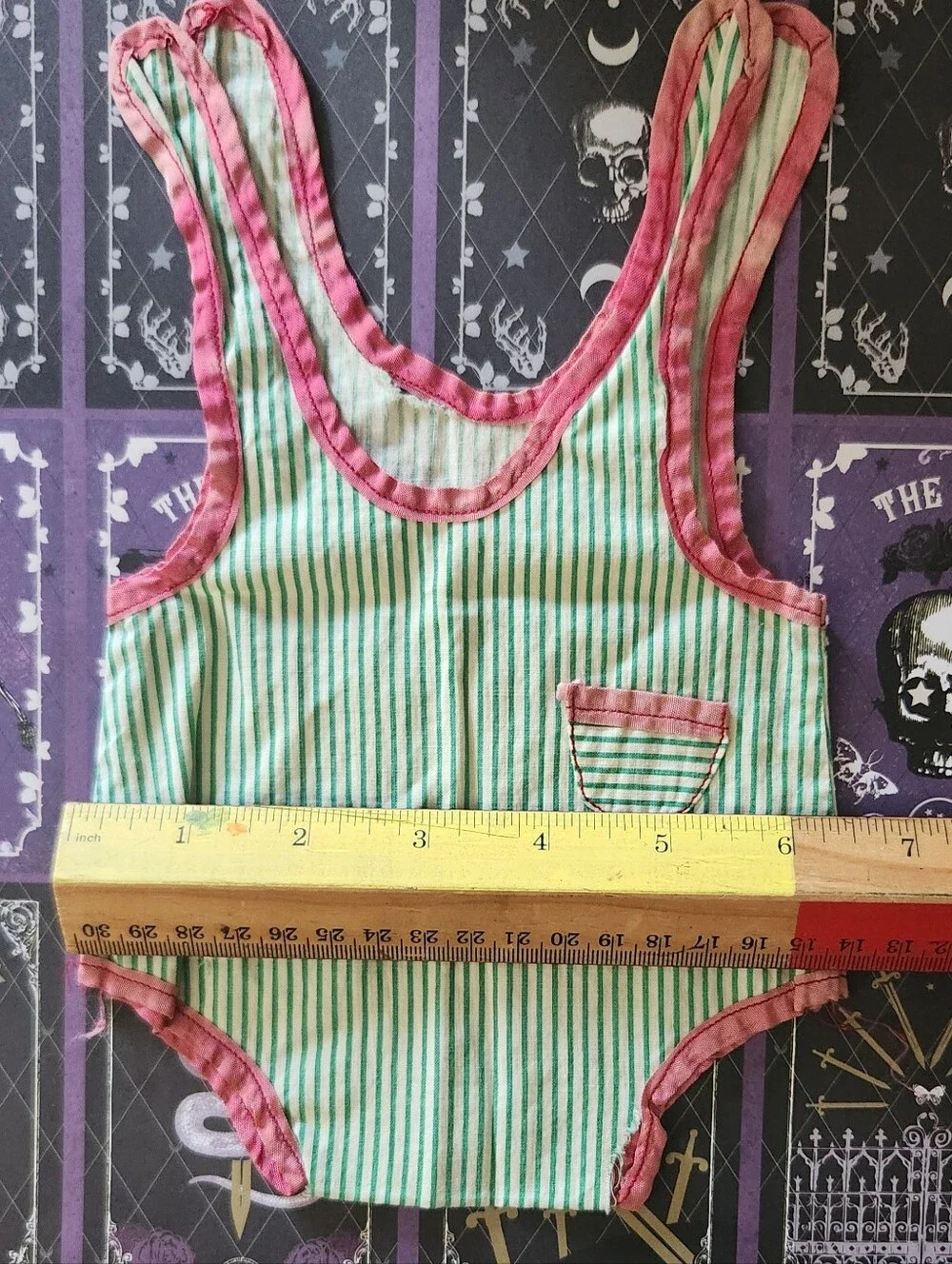 Baby Doll Fashion 020 VINTAGE STRIPED ROMPER w/Tie Straps fits 18 Inch Dolls